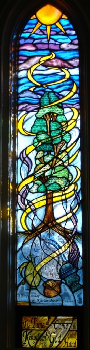 Hail Mary Mother of God Rosary Proclamation Tree window