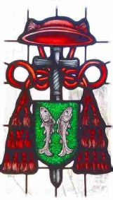 cardinals shield stained glass painting